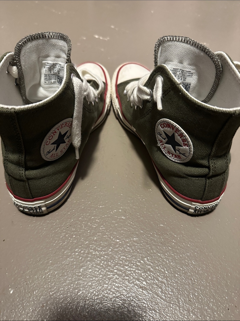 Converse Olive Green High-Top Sneakers with White Laces - Picture 3 of 5